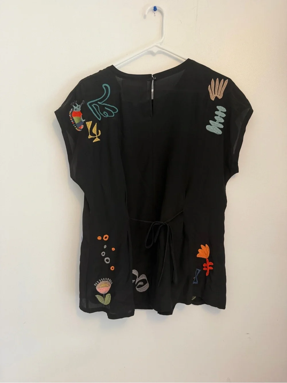 Biya by Johnny Was 100% Silk Embroidered Top Size Small